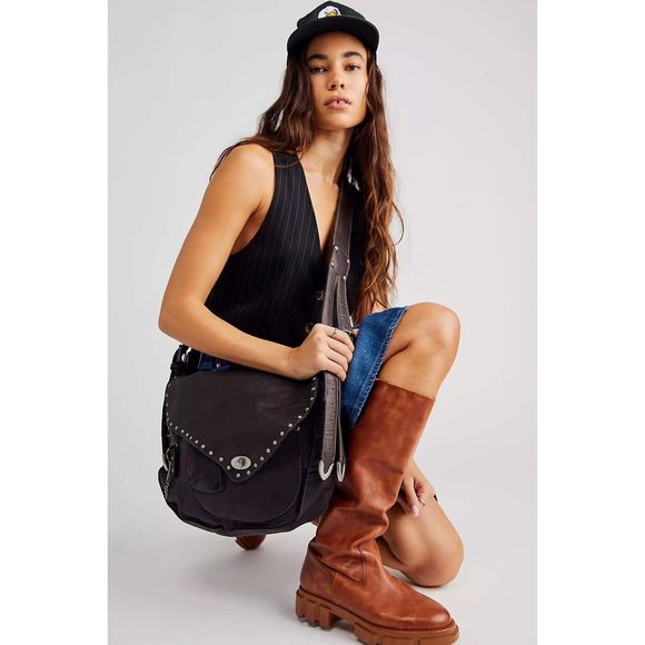 Free People Demi Distressed Messenger Bag - Picture 1 of 11